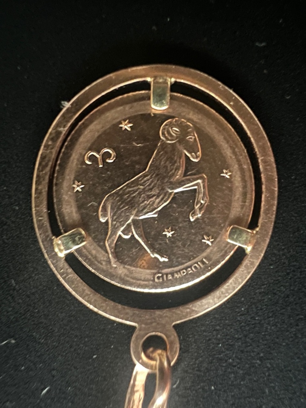 Vintage USSR Rose Gold Aries Zodiac Pendant Necklace 14k 583 - 4.2 grams w/chain
